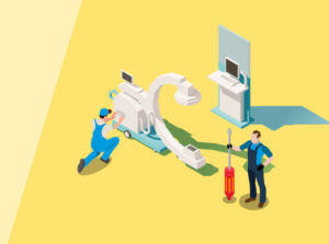 Servicing a C-arm illustration